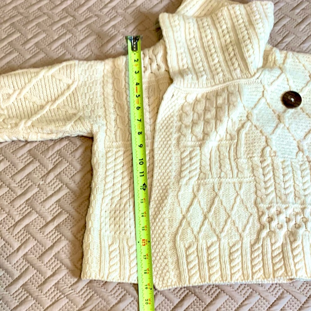 Carraigdonn Irish Merino Wool Oatmeal Chunky Cable Knit
Wrap Cardigan Sweater - Picture 14 of 14